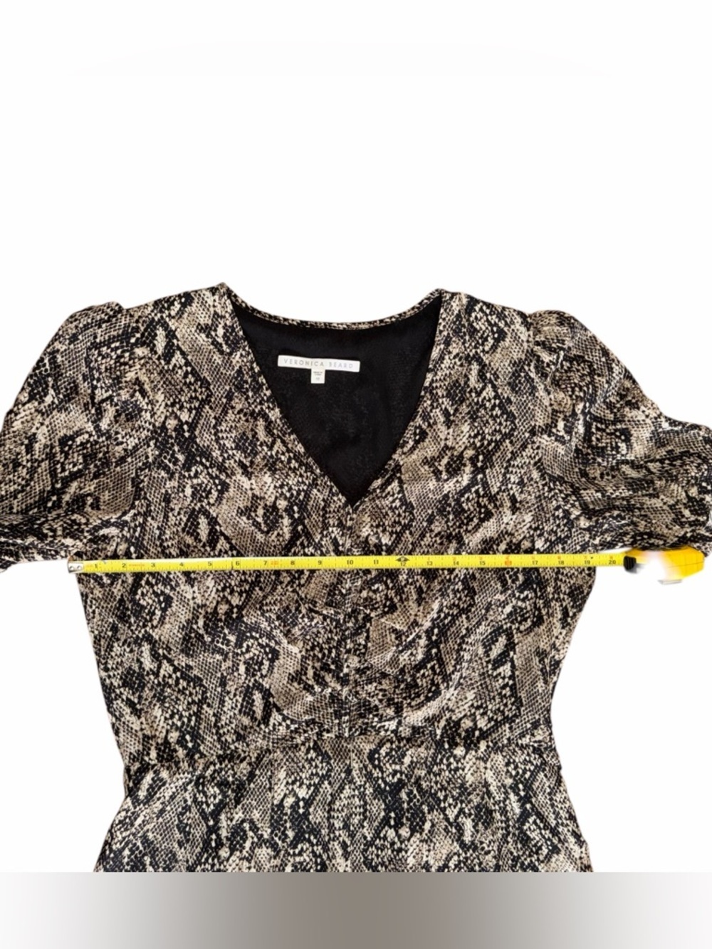 Veronica Beard Ried Silk Mini Dress 12 Python Snake Black Brown Cocktail - Picture 3 of 9